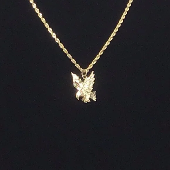14K Yellow Gold Eagle Pendant Diamond Cut 4.1 Gms 1” New
